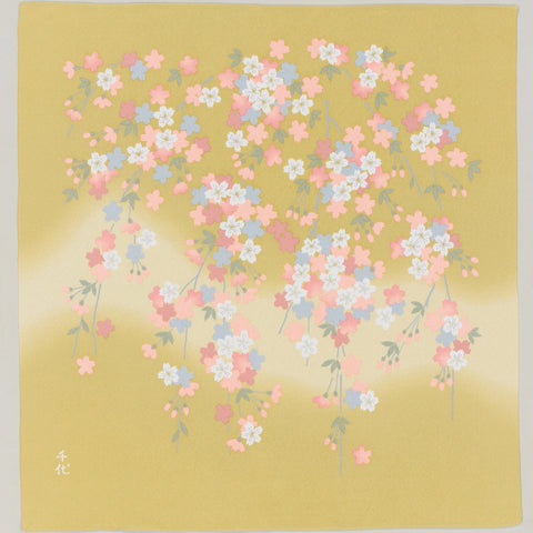 50cm / 70cm Polyester Furoshiki - Chiyo Uno Otomezakura Gold