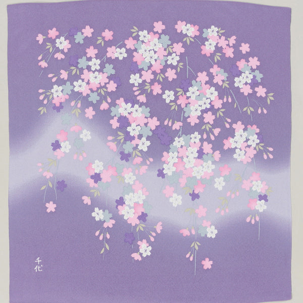 50cm / 70cm Polyester Furoshiki - Chiyo Uno Otomezakura Purple