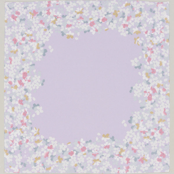 50cm / 70cm Polyester Furoshiki - Chiyo Uno Spring in Full Bloom Purple
