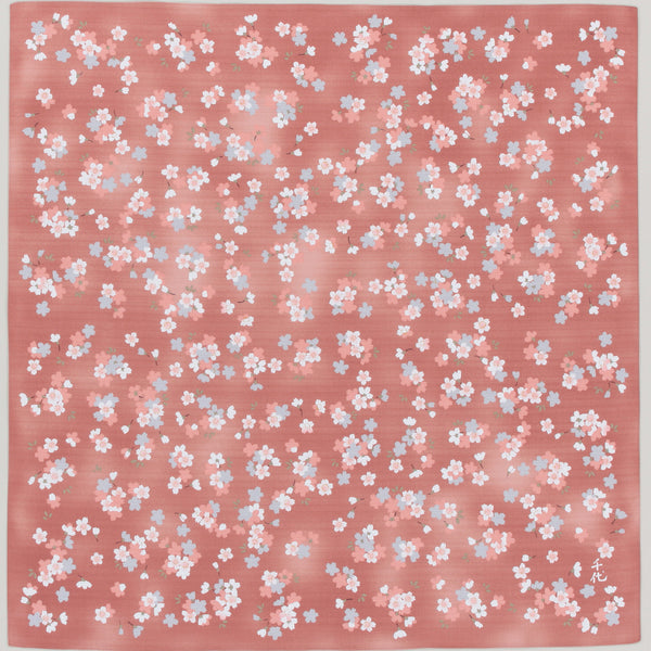 105cm Cotton Furoshiki - Chiyo Uno Cherry Blossoms at Night Red
