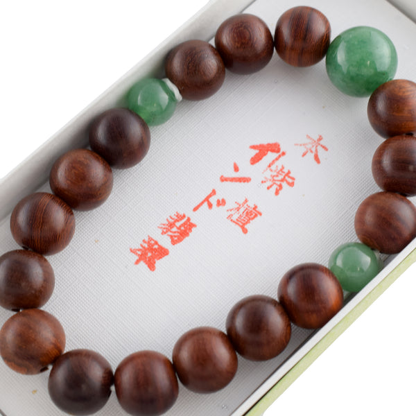 13mm Shitan Japanese Rosewood & Indian Jade Bracelet