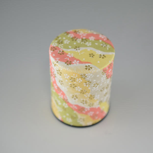 Japanese Traditional Paper Tea Can Pink yellow sakura