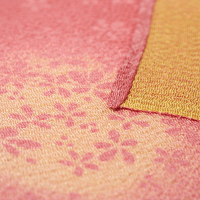 45cm  68cm Silk Furoshiki - Yuzen Double Sides dyeing Pink