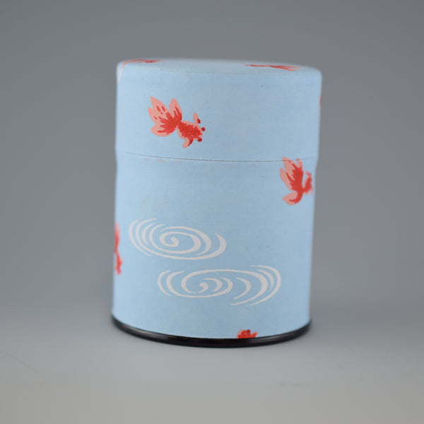 Japanese Traditional Paper Tea Can Blue goldfish