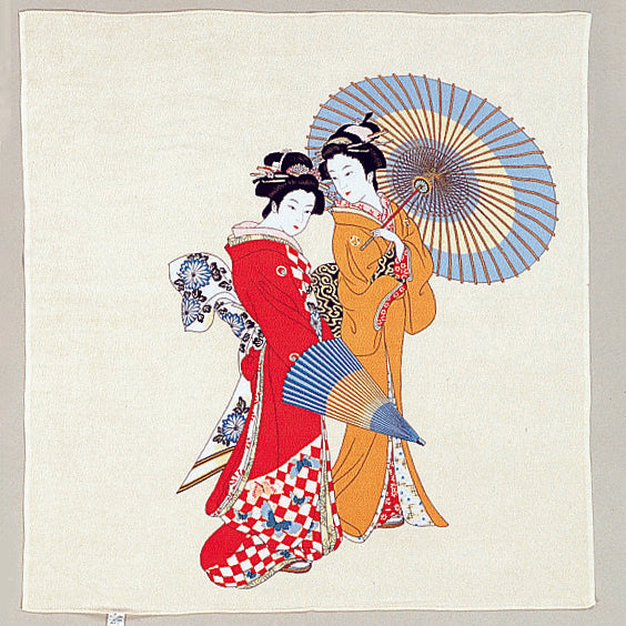 68cm Rayon Furoshiki - Ukiyo-e Umbrella Beauty