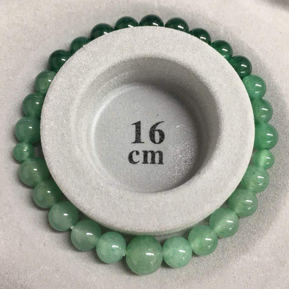 Green Aventurine (Indian Jade) Elastic Bracelet - Gradation Stone Beads, Handmade In Kyoto, 6.3 Inch