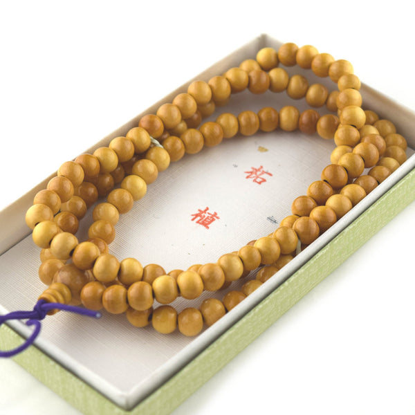 7mm 108 beads Tsuge Box Wood Bracelet