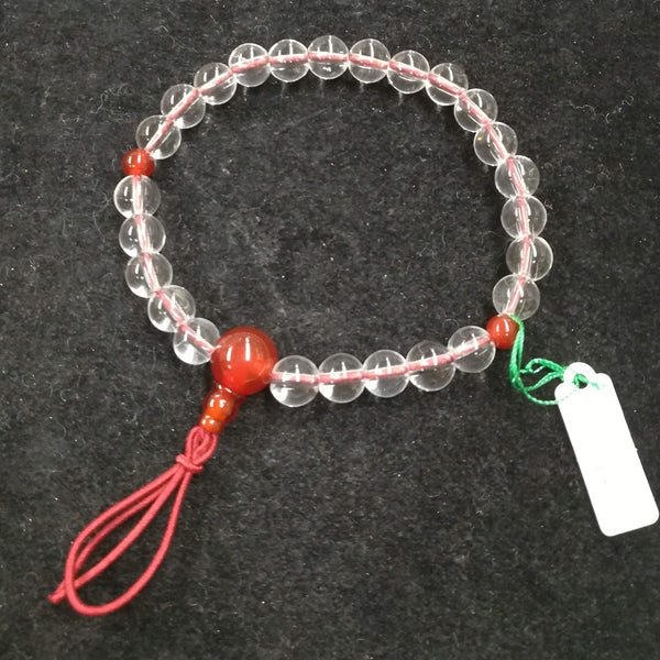 7mm Crystal & Red Agate Bracelet