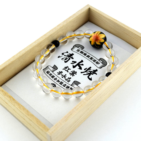 8mm Kyoto Kiyomizu-yaki & Crystal Bracelet