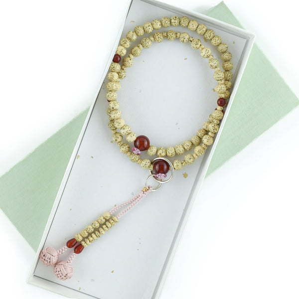 Jōdo Bodhi Wood & Red Agate Juzu Prayer beads