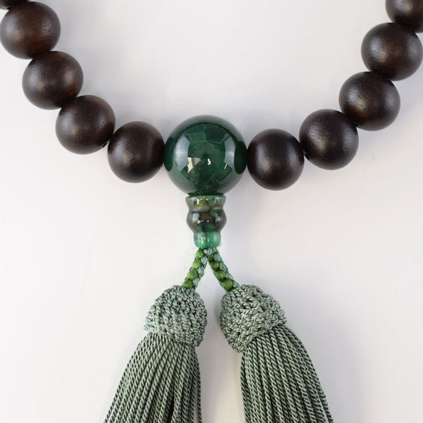 Banded Kokutan Ebony & Green Dragon's Vein Agate Juzu Prayer beads