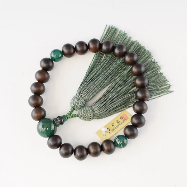 Banded Kokutan Ebony & Green Dragon's Vein Agate Juzu Prayer beads