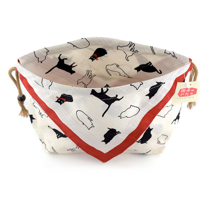 Kinchaku Bento Bag - Cat & Panda – 京都あさひ屋－Kyoto Asahiya