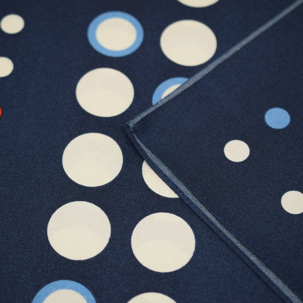 68cm Polyester Furoshiki - Polka dots Stripe Navy blue