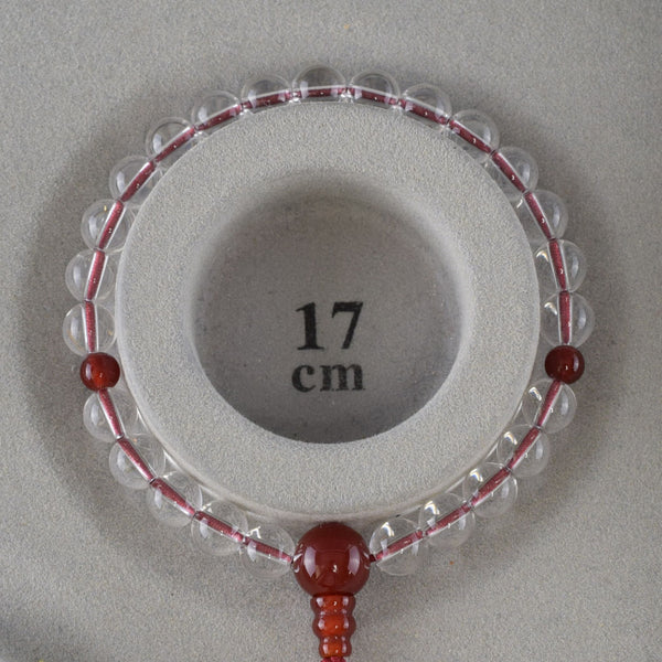 7mm Crystal & Red Agate Bracelet - 京都あさひ屋－Kyoto Asahiya
