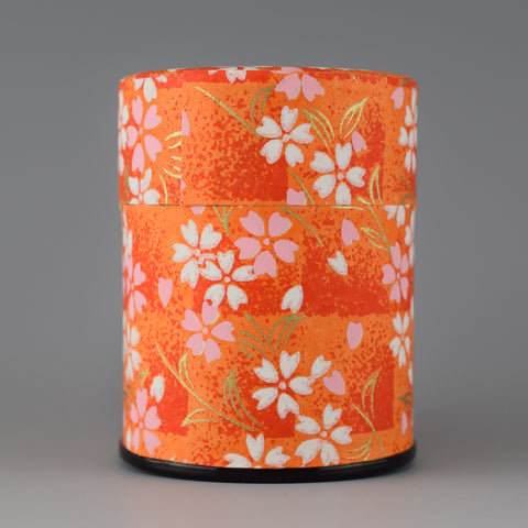 Japanese Traditional Paper Tea Can Orange