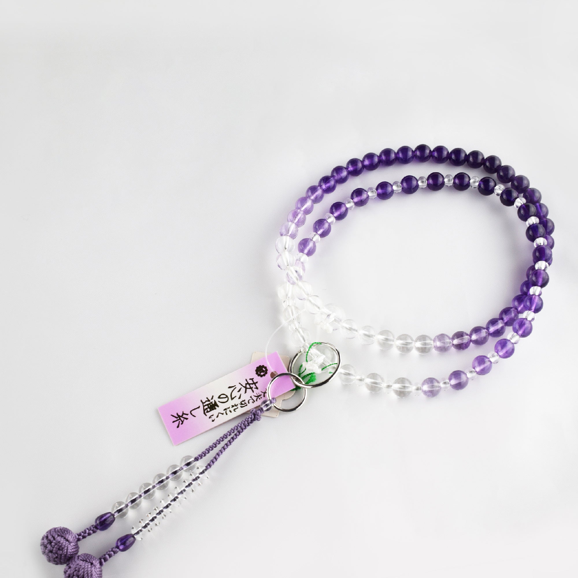 Jōdo Amethyst & Crystal Gradation Juzu Prayer beads