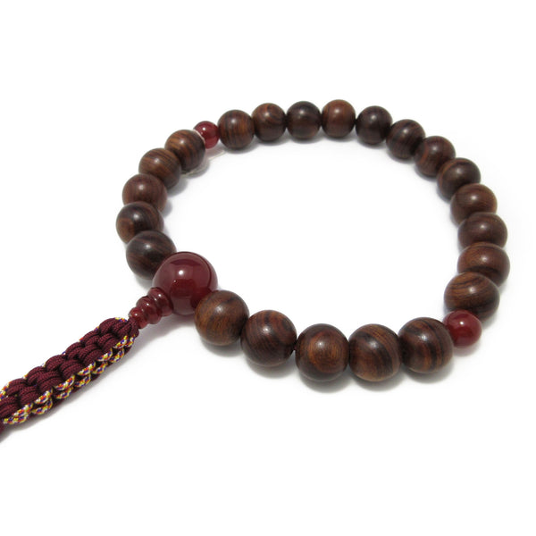 Kotan Tiger Rosewood & Red Agate Juzu Prayer beads - 京都あさひ屋－Kyoto Asahiya