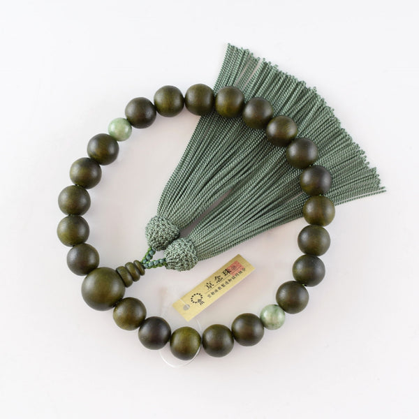 Lignum Vitae Wood & Green Jadeite Juzu Prayer beads