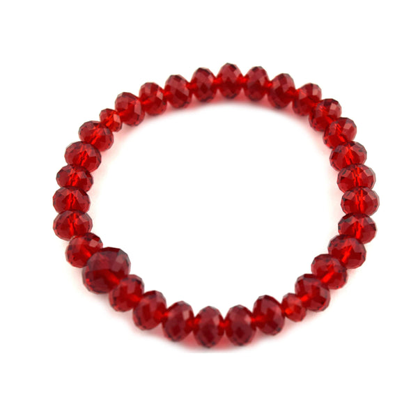 Red Shiny Crystal Glass Diamond Cut beads Bracelet