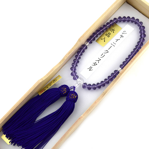Shiny Crystal Purple Glass Diamond Cut Juzu Prayer beads