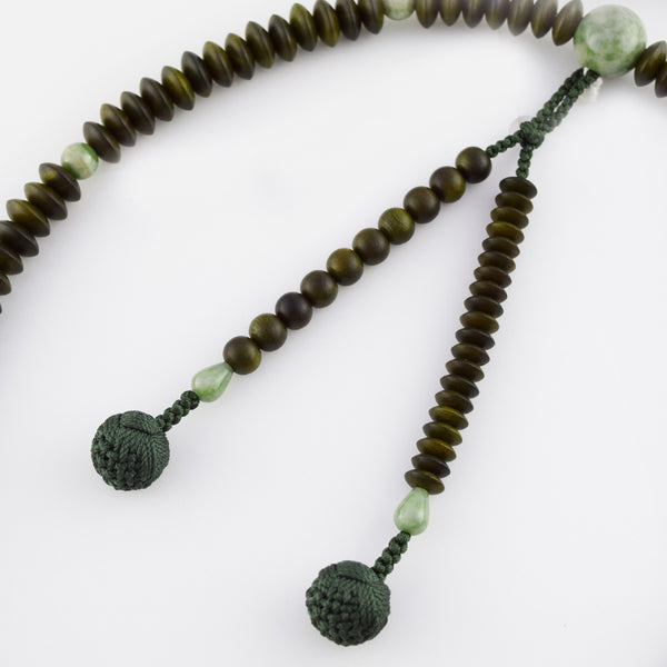 Tendai Lignum Vitae Wood & Jade Juzu Prayer beads