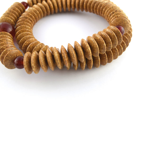 Tendai Ohira Bodhi Seed Wood & Red Agate Juzu Prayer beads