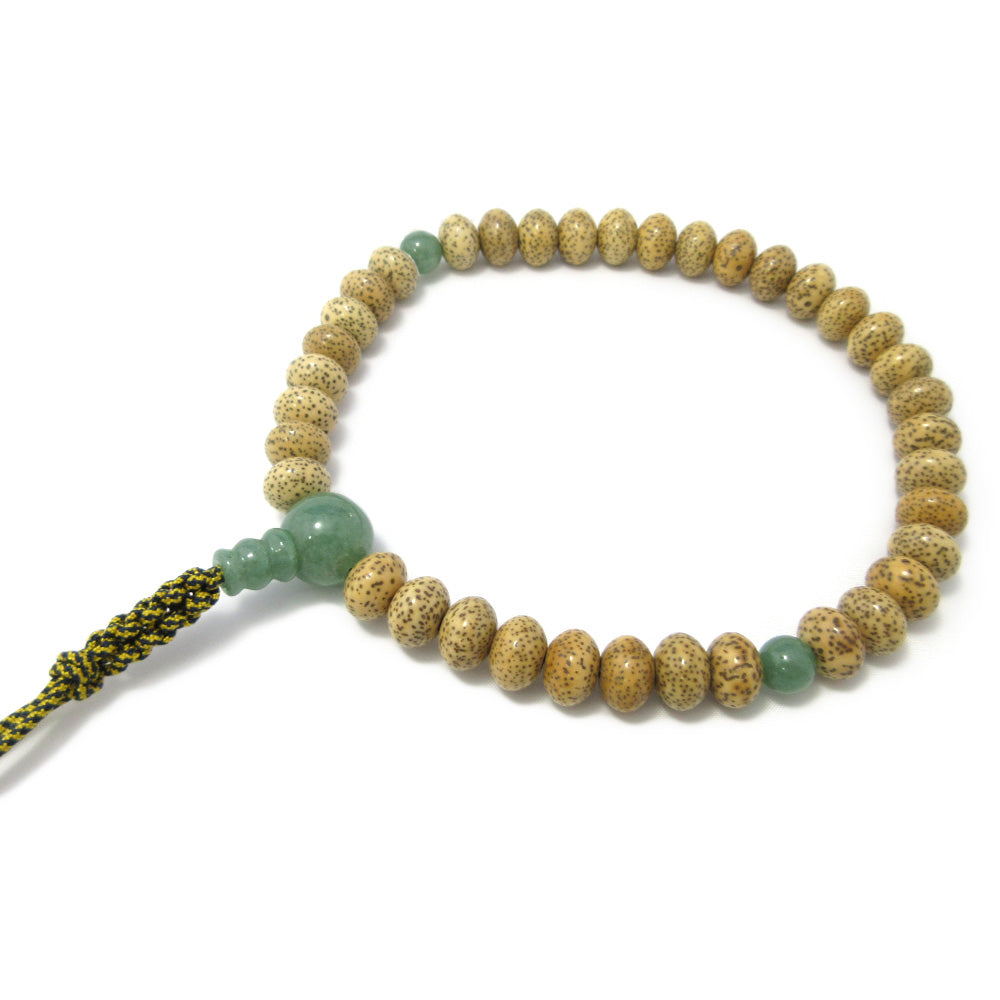 White Bodhi Seed Wood & Indian Jade Juzu Prayer beads
