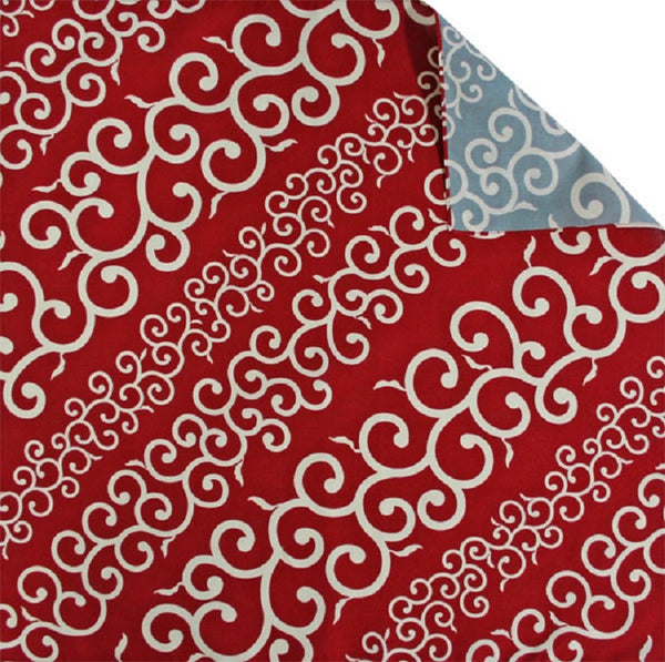 50cm Cotton Furoshiki - Karakusa Stripe Red / Gray