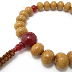 Indian Bodhi Seed Wood & Gemstone Juzu Prayer beads Red Agate