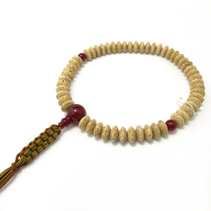 White Bodhi Seed Wood Lens beads & Red Agate Juzu Prayer beads