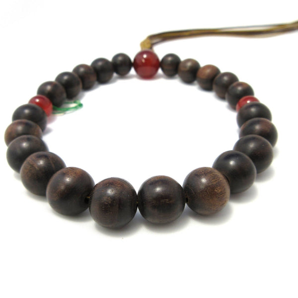 Banded Kokutan Ebony & Red Agate Juzu Prayer beads