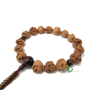 Tsuge Box Wood Elephant Carving & Red Tiger Eye Juzu Prayer beads