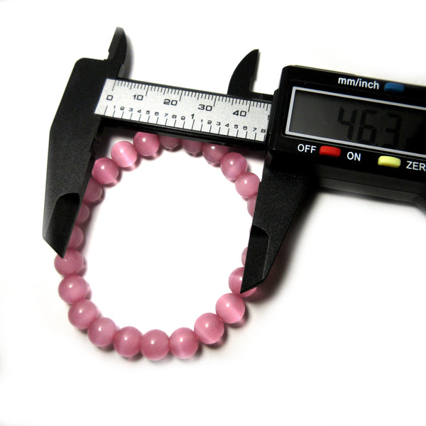 8mm Pink Cat's Eye Glass Bracelet