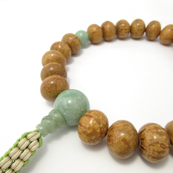 Indian Bodhi Seed Wood & Gemstone Juzu Prayer beads Myanmar Jade