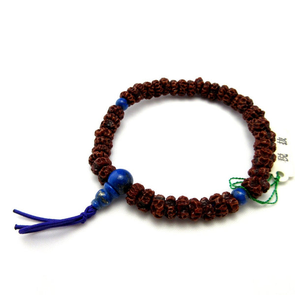 6mm Bodhi Seed Wood & Lapis Lazuli Bracelet