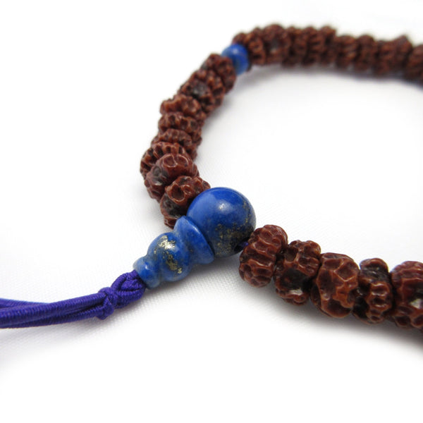 6mm Bodhi Seed Wood & Lapis Lazuli Bracelet