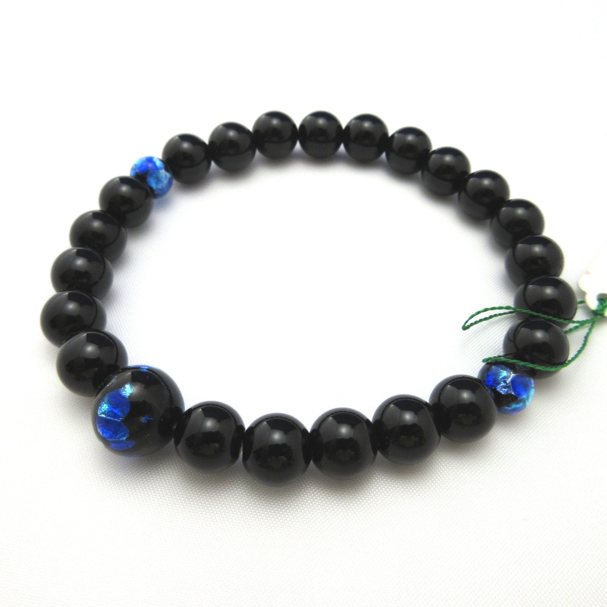 8mm Black Onyx & Blue Ryukyu Fluorite Bracelet