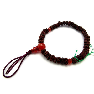 6mm Bodhi Seed Wood & Red Agate Bracelet