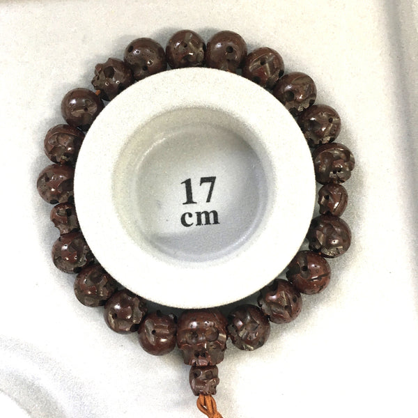 10mm Bodhi Seed Wood Skull Bracelet