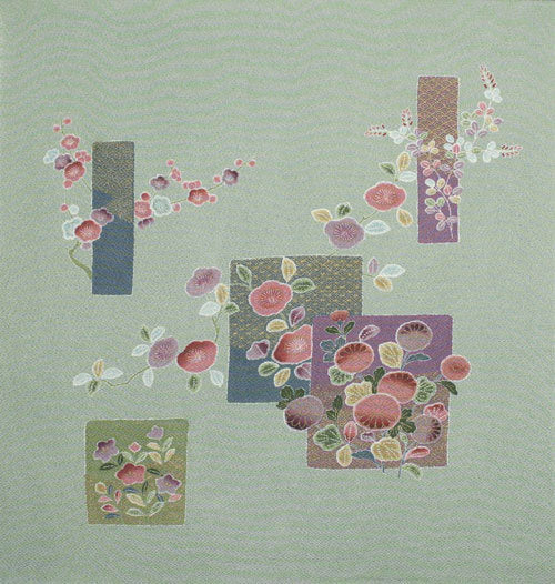 75cm Silk Furoshiki - Yuzen dyeing Season's Flower