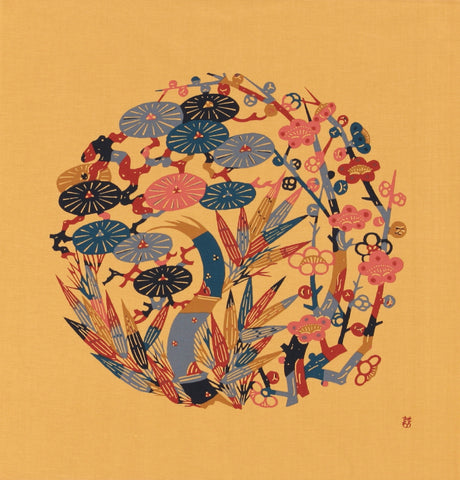 70cm Cotton Furoshiki - Keisuke Serizawa Yellow